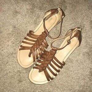Brown braided sandals